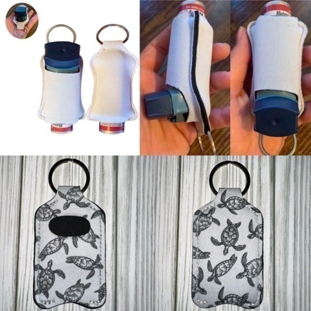 White & Black Turtle Pattern Inhaler Holder Keychain new